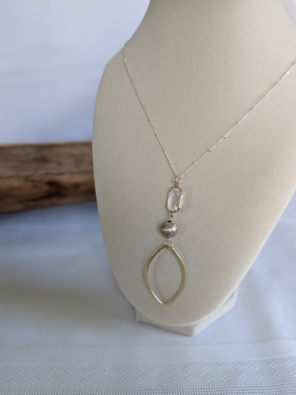 Boutique Adjustable Geometric Mixed Metal Tone Crystal Necklace